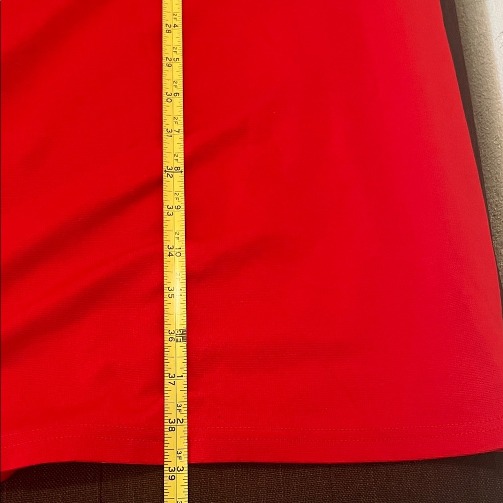 #0685+ Chinese Red Short Sleeve Dress W/ WHT Patch-patch Logo. - Picture 3 of 6